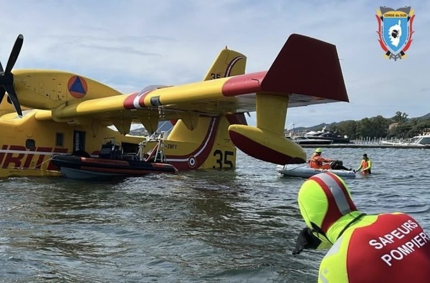 Amerrissage d'urgence d'un Canadair lors d'un exercice à Porto-vecchio 