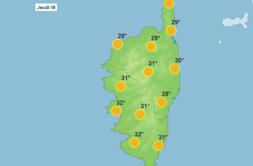 Météo en Corse pour ce jeudi 18 juin 2026