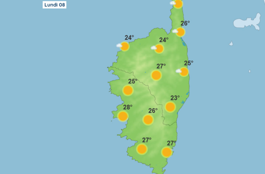 Météo en Corse pour ce lundi 8 juin 2026