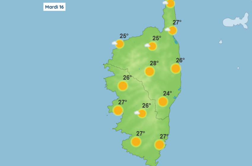 Météo en Corse pour ce mardi 16 juin 2026