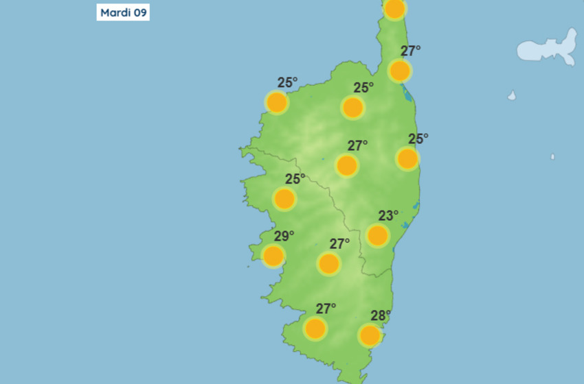 Météo en Corse pour ce mardi 9 juin 2026