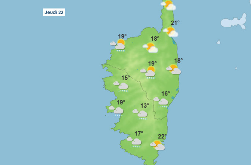 Météo pour ce jeudi 22 mai 2025 en Corse