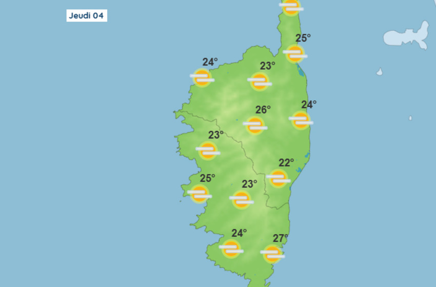 Météo pour ce jeudi 4 juin 2026 en Corse
