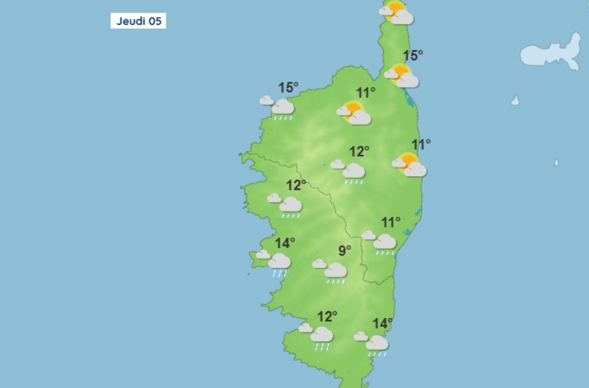 Météo pour ce jeudi 5 février 2026 en Corse