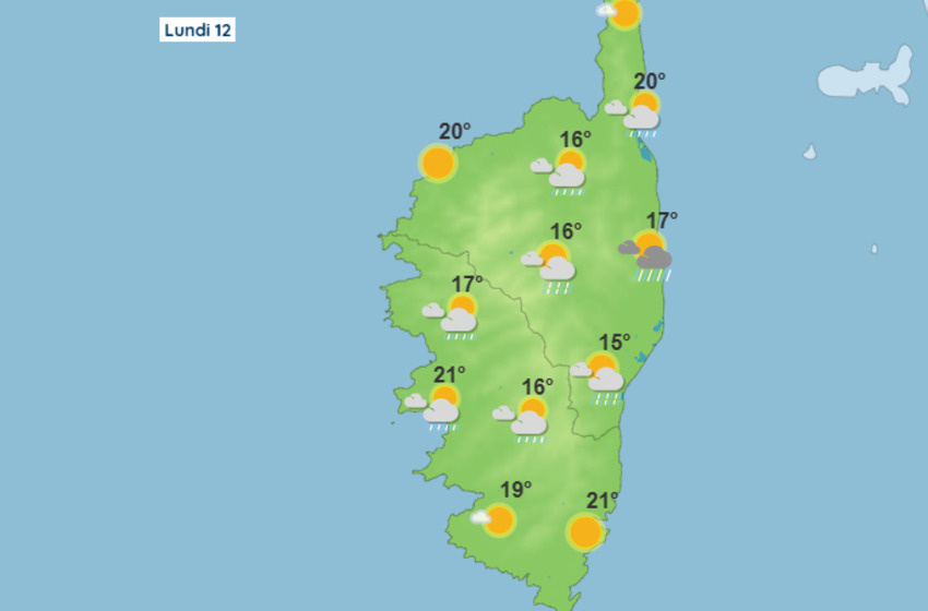 Météo pour ce lundi 12 mai 2025 en Corse