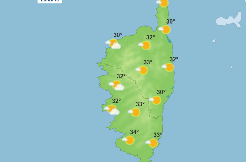 Météo pour ce lundi 13 juillet 2026 en Corse