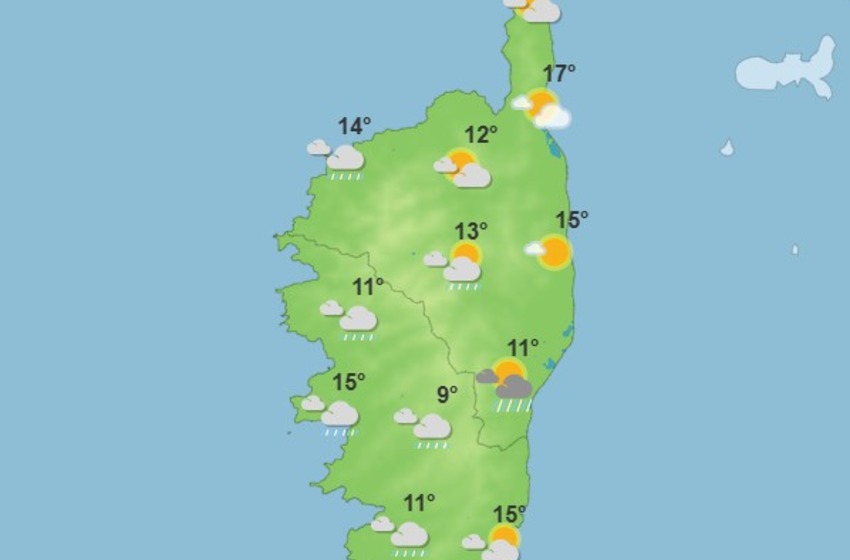 Météo pour ce lundi 16 février 2026 en Corse