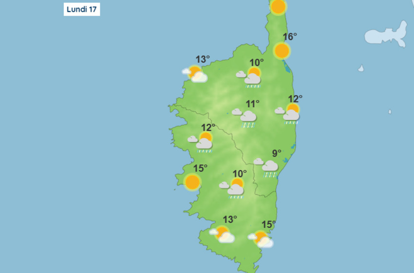 Météo pour ce lundi 17 mars 2025 en Corse