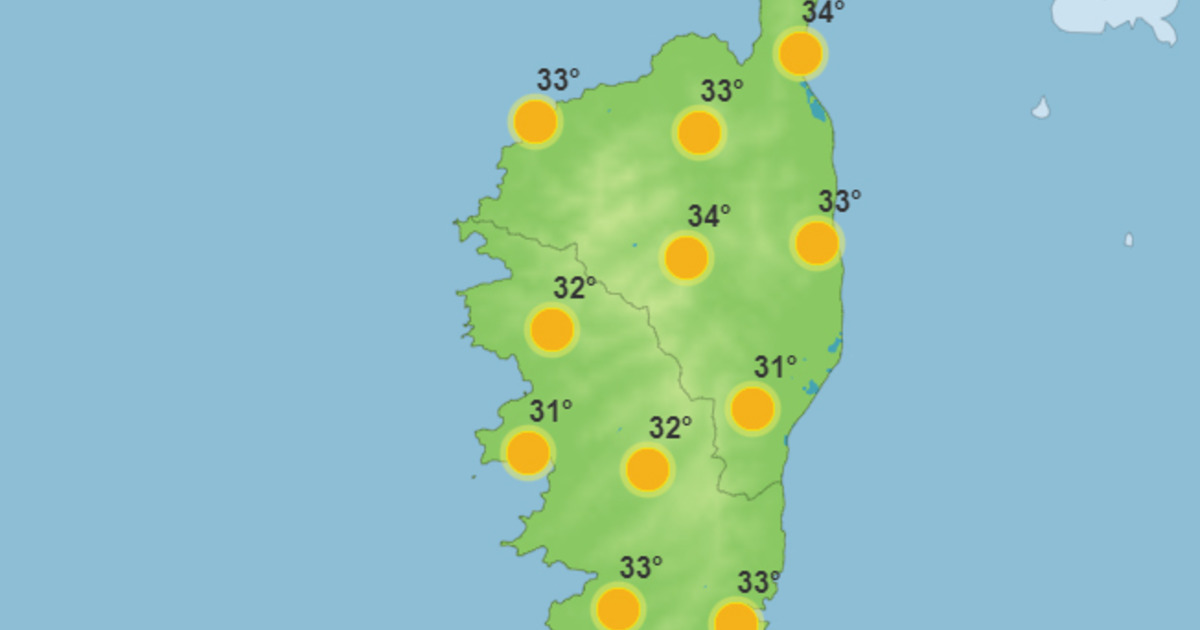 Météo pour ce lundi 21 août 2023 en Corse