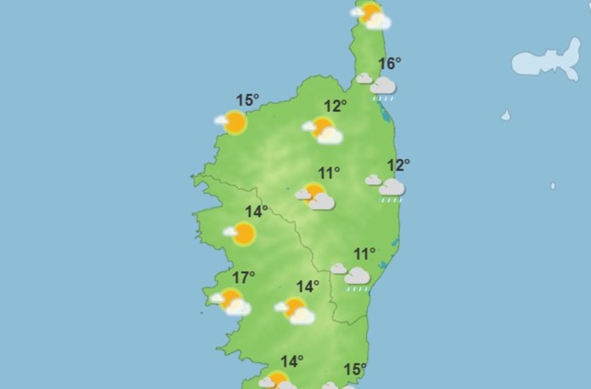 Météo pour ce lundi 2 mars 2026 en Corse