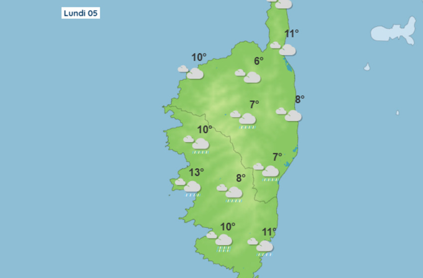 Météo pour ce lundi 5 janvier 2026 en Corse