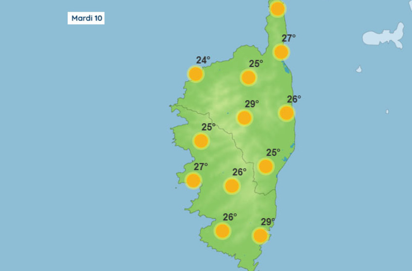 Météo pour ce mardi 10 juin 2025 en Corse