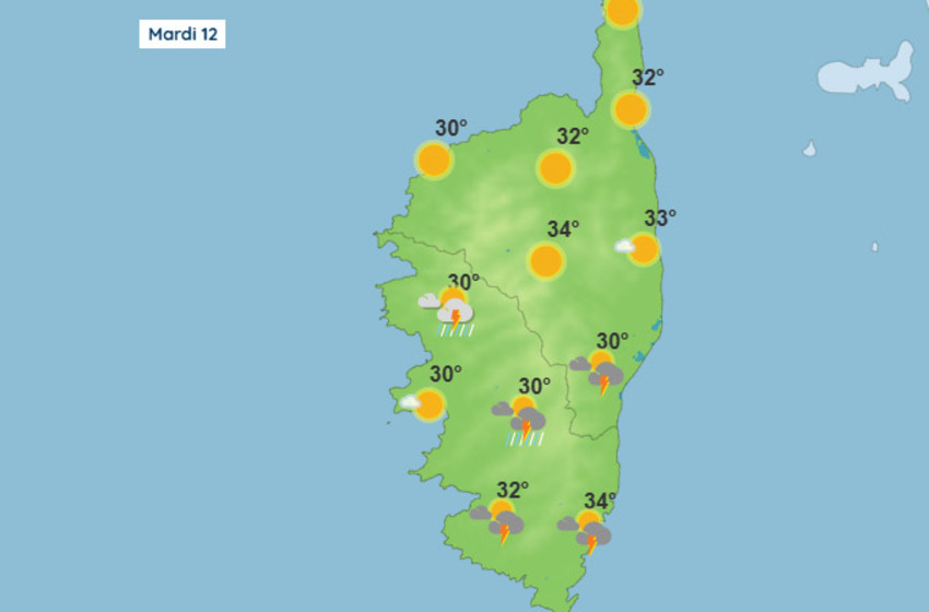 Météo pour ce mardi 12 août 2025 en Corse