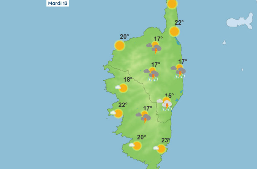 Météo pour ce mardi 13 mai 2025 en Corse
