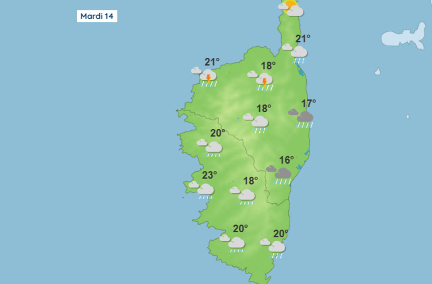 Météo pour ce mardi 14 octobre 2025 en Corse