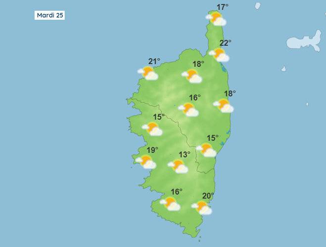 Météo pour ce mardi 25 avril 2023 en Corse