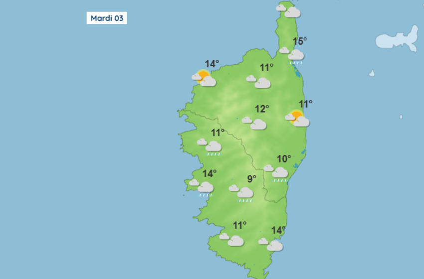 Météo pour ce mardi 3 février 2026 en Corse