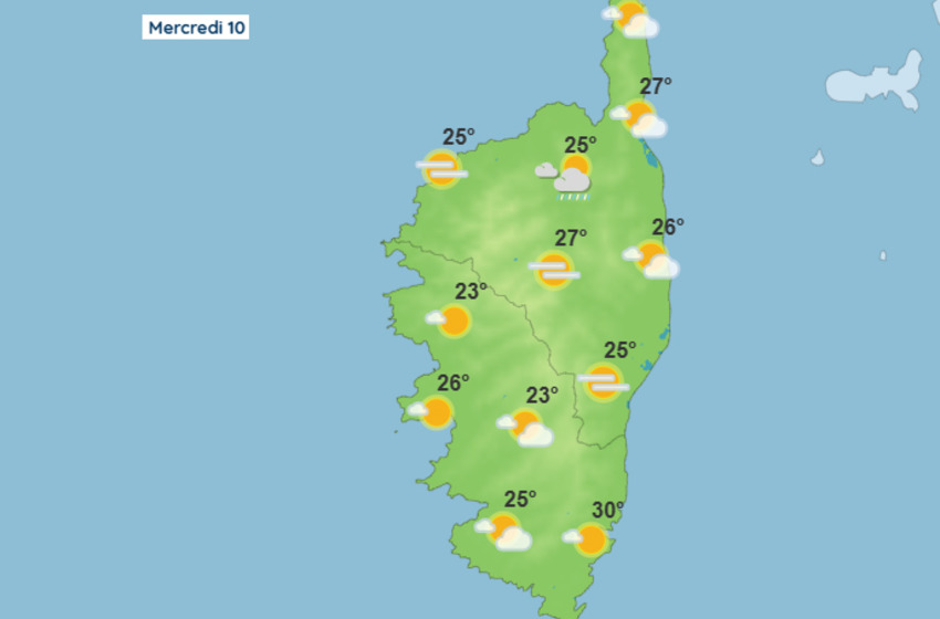 Météo pour ce mercredi 10 juin 2026 en Corse