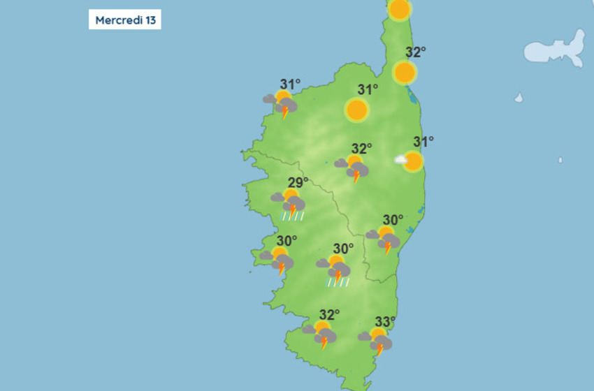 Météo pour ce mercredi 13 août 2025 en Corse