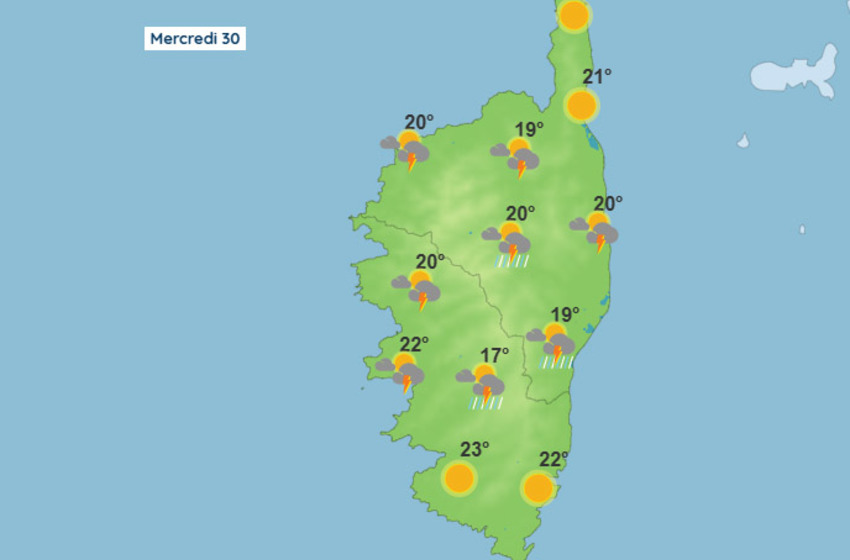 Météo pour ce mercredi 30 avril 2025 en Corse