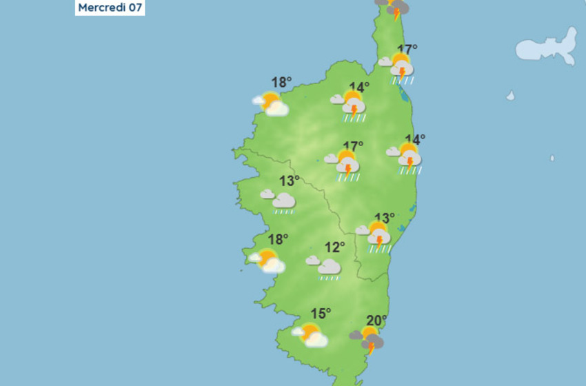 Météo pour ce mercredi 7 mai 2025 en Corse