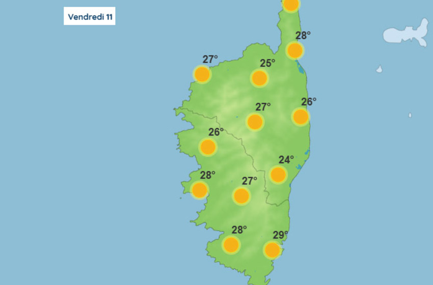 Météo pour ce vendredi 11 juillet 2025 en Corse