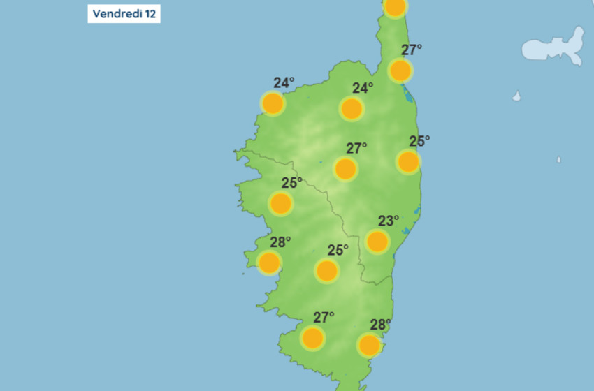 Météo pour ce vendredi 12 juin 2026 en Corse