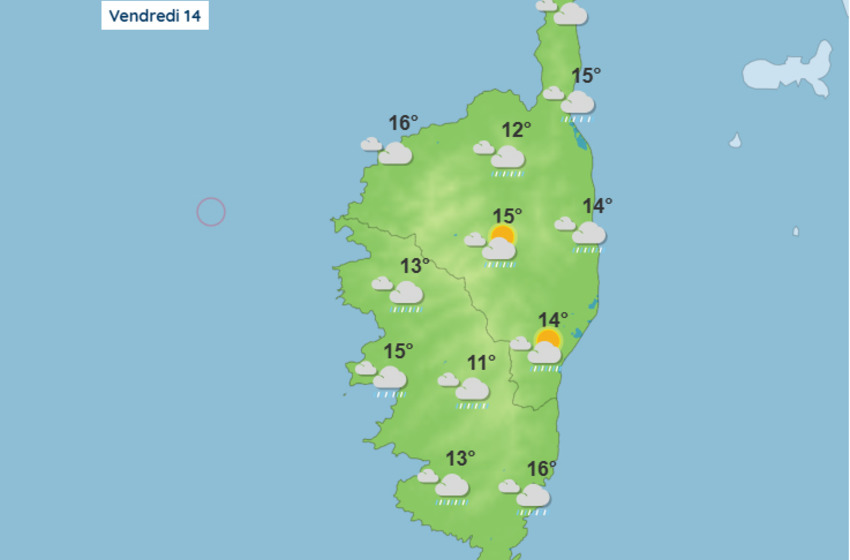 Météo pour ce vendredi 14 mars 2025 en Corse