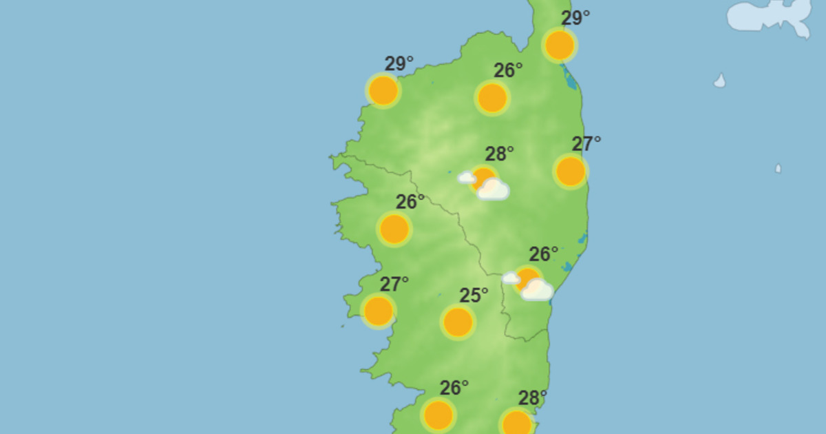Météo pour ce vendredi 23 juin 2023 en Corse baisse spectaculaire des