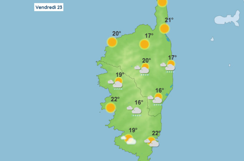 Météo pour ce vendredi 23 mai 2025 en Corse