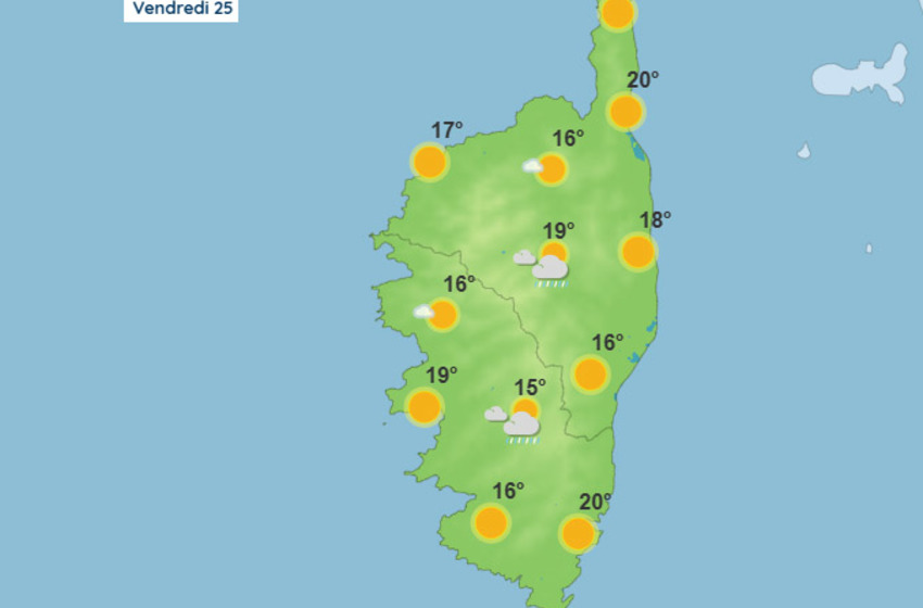 Météo pour ce vendredi 25 avril 2025 en Corse