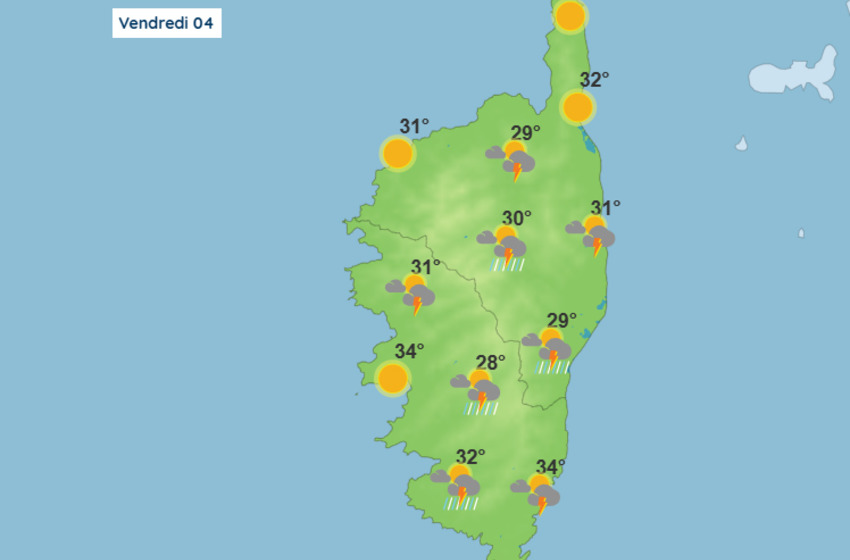 Météo pour ce vendredi 4 juillet 2025 en Corse