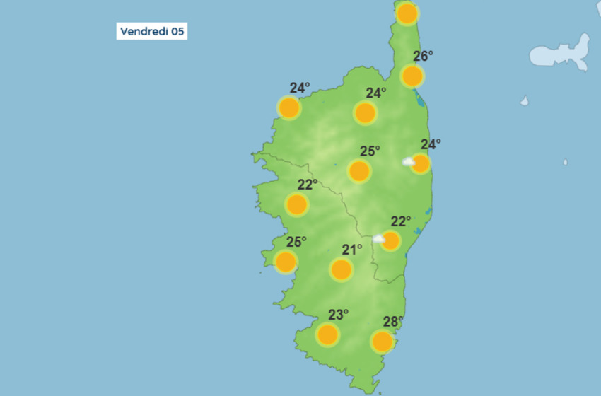 Météo pour ce vendredi 5 juin 2026 en Corse