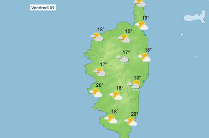 Météo pour ce vendredi 9 mai 2025 en Corse