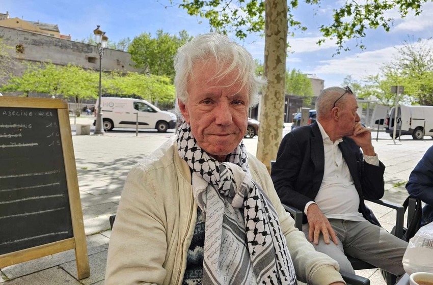 Pierre Stambul de l'Union Juive Française pour la Paix, était à Bastia pour soutenir le peuple palestinien
